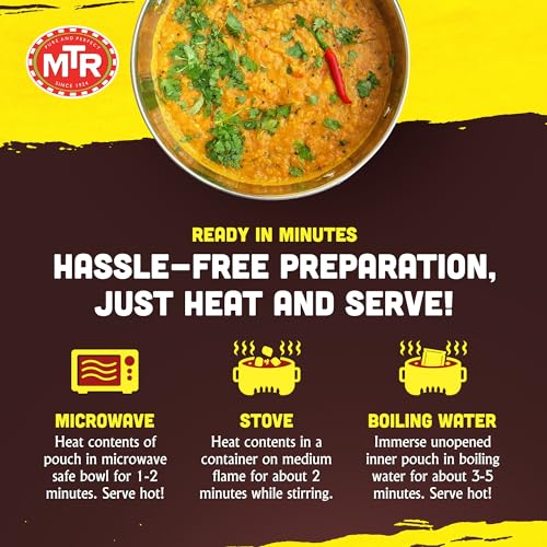 MTR - Shahi Paneer - Mild Tomato Gravy with Cottage Cheese - Authentic Indian Flavors - Flavorful, Easy, Ready-to-Eat Meal - Experience the Richness of Paneer in a Hearty Tomato Curry (Pack of 6)