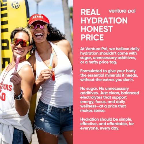 Venture Pal Sugar Free Electrolyte Powder Packets - Liquid Daily IV Hydration Packets | Electrolytes Drink Mix with 5 Vitamins &amp; 7 Electrolytes | Keto Friendly | Non-GMO | Certified Vegan | 16 Sticks