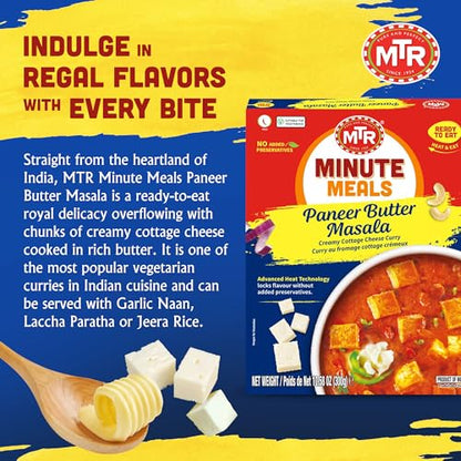 MTR - Shahi Paneer - Mild Tomato Gravy with Cottage Cheese - Authentic Indian Flavors - Flavorful, Easy, Ready-to-Eat Meal - Experience the Richness of Paneer in a Hearty Tomato Curry (Pack of 6)