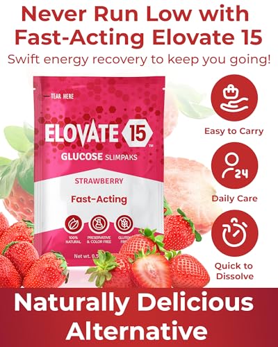 Fast-Acting Glucose Packets - Quick Dissolving, Gluten-Free 15g of Glucose Powder for Sugar &amp; Energy Dips - Oral Dextrose Powder for Kids &amp; Adults, 12 Slimpaks, Orange