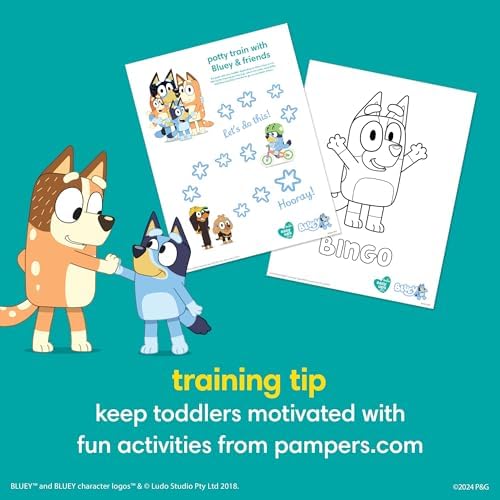 Pampers Training Pants - Easy Ups Boys &amp; Girls Bluey - Size 2T-3T, 140 Count, Children's Potty Underwear (Packaging May Vary)
