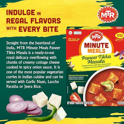 MTR - Shahi Paneer - Mild Tomato Gravy with Cottage Cheese - Authentic Indian Flavors - Flavorful, Easy, Ready-to-Eat Meal - Experience the Richness of Paneer in a Hearty Tomato Curry (Pack of 6)