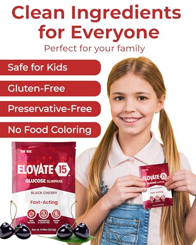 Fast-Acting Glucose Packets - Quick Dissolving, Gluten-Free 15g of Glucose Powder for Sugar &amp; Energy Dips - Oral Dextrose Powder for Kids &amp; Adults, 12 Slimpaks, Orange
