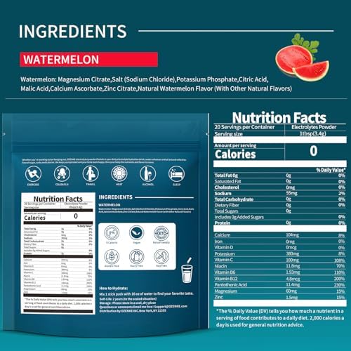 Electrolytes Powder Packets, Hydration Packets, Electrolytes Powder No Sugar, Portable Electrolyte Drink Mix for Rapid Hydration, Sugar Free &amp; Low Sodium | 0 Calorie | 7 Flavors | 20 Sticks