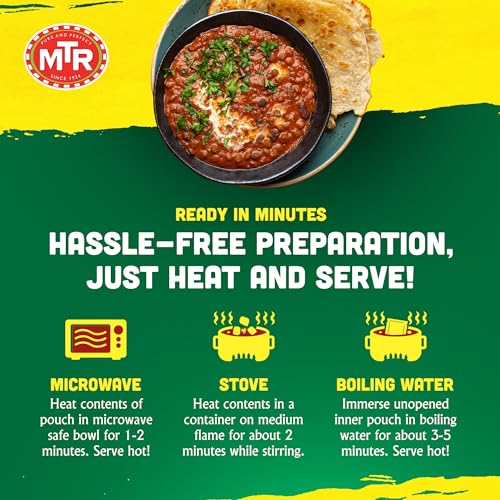 MTR - Shahi Paneer - Mild Tomato Gravy with Cottage Cheese - Authentic Indian Flavors - Flavorful, Easy, Ready-to-Eat Meal - Experience the Richness of Paneer in a Hearty Tomato Curry (Pack of 6)