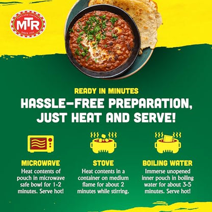 MTR - Shahi Paneer - Mild Tomato Gravy with Cottage Cheese - Authentic Indian Flavors - Flavorful, Easy, Ready-to-Eat Meal - Experience the Richness of Paneer in a Hearty Tomato Curry (Pack of 6)