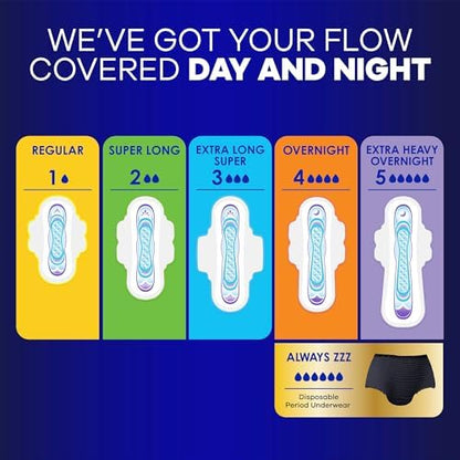 Always Maxi Overnight Pads with Wings for Women, Size 4, Overnight Absorbency, Unscented, 33 Count