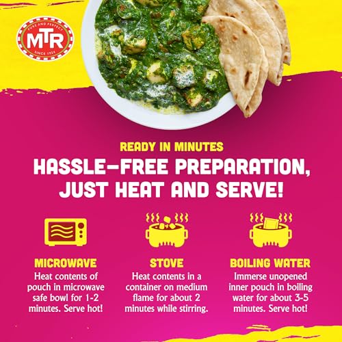 MTR - Shahi Paneer - Mild Tomato Gravy with Cottage Cheese - Authentic Indian Flavors - Flavorful, Easy, Ready-to-Eat Meal - Experience the Richness of Paneer in a Hearty Tomato Curry (Pack of 6)