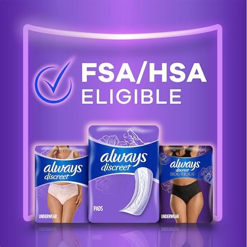 Always Discreet Adult Incontinence Pads for Women, Extra Heavy Absorbency, Regular Length, Postpartum Pads, 66 Count (2 Packs of 33)