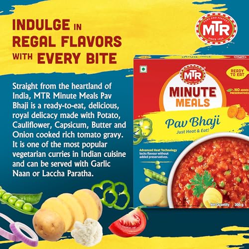 MTR - Shahi Paneer - Mild Tomato Gravy with Cottage Cheese - Authentic Indian Flavors - Flavorful, Easy, Ready-to-Eat Meal - Experience the Richness of Paneer in a Hearty Tomato Curry (Pack of 6)