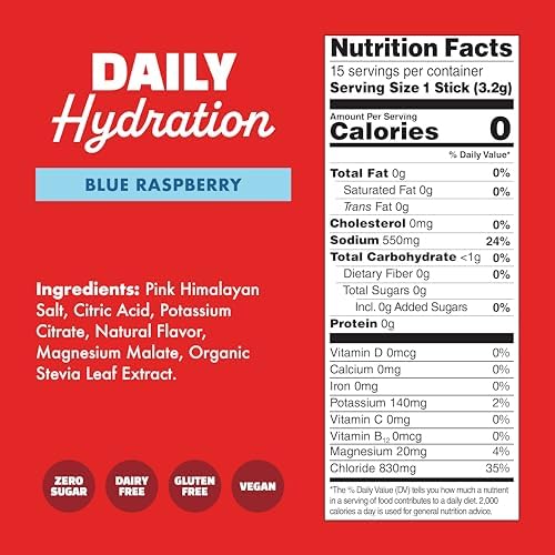 Waterboy Daily Hydration | 1,570mg Electrolyte Powder Packets | No Sugar, All Natural, Gluten Free, Zero Calories | 15 Drink Stick Mixes (Watermelon)