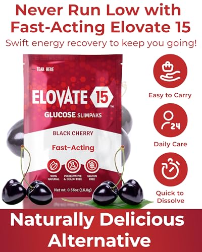 Fast-Acting Glucose Packets - Quick Dissolving, Gluten-Free 15g of Glucose Powder for Sugar &amp; Energy Dips - Oral Dextrose Powder for Kids &amp; Adults, 12 Slimpaks, Orange
