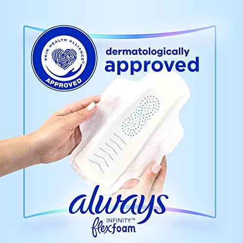 Always Infinity Feminine Pads for Women, Flexfoam Pads with Wings, Size 3, Extra Heavy Absorbency, Unscented, 84 Count (3 Packs of 28)