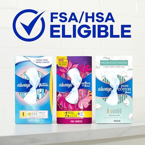 Always Infinity Feminine Pads for Women, Flexfoam Pads with Wings, Size 3, Extra Heavy Absorbency, Unscented, 84 Count (3 Packs of 28)