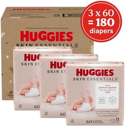 Huggies Size 2 Diapers, Skin Essentials Baby Diapers, Size 2 (12-18 lbs), 74 Count, Packaging May Vary