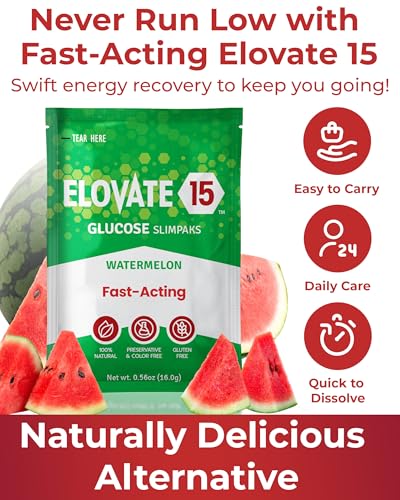 Fast-Acting Glucose Packets - Quick Dissolving, Gluten-Free 15g of Glucose Powder for Sugar &amp; Energy Dips - Oral Dextrose Powder for Kids &amp; Adults, 12 Slimpaks, Orange