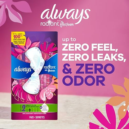 Always Infinity Feminine Pads for Women, Flexfoam Pads with Wings, Size 3, Extra Heavy Absorbency, Unscented, 84 Count (3 Packs of 28)