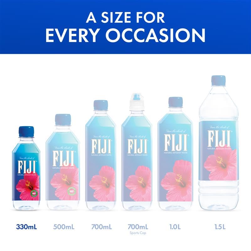 FIJI Natural Artesian Bottled Water 500mL / 16.9 Fl Ounce (Pack of 24) - 100% Natural Electrolytes