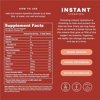 Instant Hydration Electrolytes Powder Packets - Raspberry Electrolyte Drink Mix - Zero Sugar - Keto, Vegan, Gluten-Free, Non-GMO - Boost Recovery, Brain Health, Muscle &amp; Tissue Support- 30 Sticks