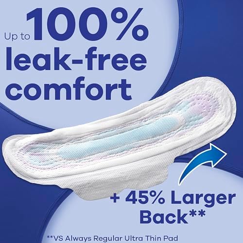 Always Maxi Overnight Pads with Wings for Women, Size 4, Overnight Absorbency, Unscented, 33 Count