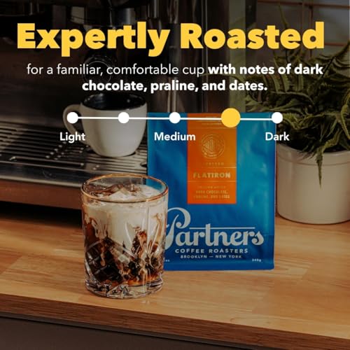 PARTNERS COFFEE ROASTERS - Whole Bean Coffee (Jumpstart - Medium-Light Roast) 12oz - Full Bodied &amp; Packed With Flavor - Jordan Almond, Caramel, Poached Pear - Coffee Beans - Roasted in New York City