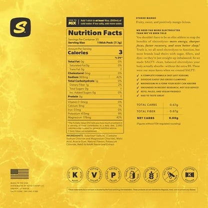 Keto Chow SALTT Electrolytes Powder Packets, Booyah Berry (30 Hydration Packets) - Magnesium, Potassium, Sodium, Trace Minerals - Vegan, Sugar Free, Gluten Free - Travel Essentials - Made in USA