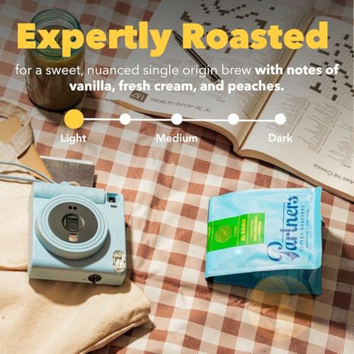 PARTNERS COFFEE ROASTERS - Whole Bean Coffee (Jumpstart - Medium-Light Roast) 12oz - Full Bodied &amp; Packed With Flavor - Jordan Almond, Caramel, Poached Pear - Coffee Beans - Roasted in New York City