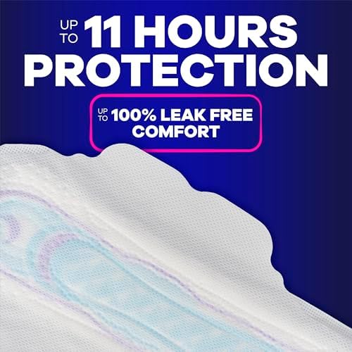 Always Maxi Overnight Pads with Wings for Women, Size 4, Overnight Absorbency, Unscented, 33 Count