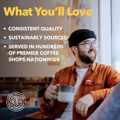 PARTNERS COFFEE ROASTERS - Whole Bean Coffee (Jumpstart - Medium-Light Roast) 12oz - Full Bodied &amp; Packed With Flavor - Jordan Almond, Caramel, Poached Pear - Coffee Beans - Roasted in New York City