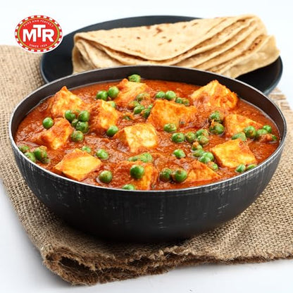 MTR - Shahi Paneer - Mild Tomato Gravy with Cottage Cheese - Authentic Indian Flavors - Flavorful, Easy, Ready-to-Eat Meal - Experience the Richness of Paneer in a Hearty Tomato Curry (Pack of 6)