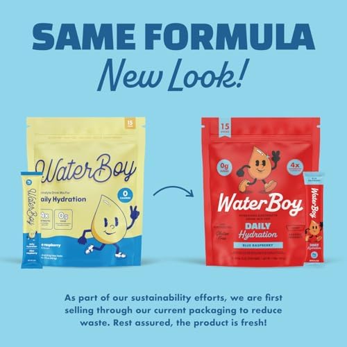 Waterboy Daily Hydration | 1,570mg Electrolyte Powder Packets | No Sugar, All Natural, Gluten Free, Zero Calories | 15 Drink Stick Mixes (Watermelon)
