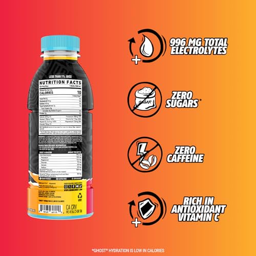 GHOST Hydration Drink, Welch’s Grape - RTD Sports Drink with Electrolytes, Natural Vitamins &amp; Minerals - All Day Lifestyle Hydration Beverage - Zero Caffeine &amp; Zero Sugars - 16.9 Fl Oz, 12 Pack