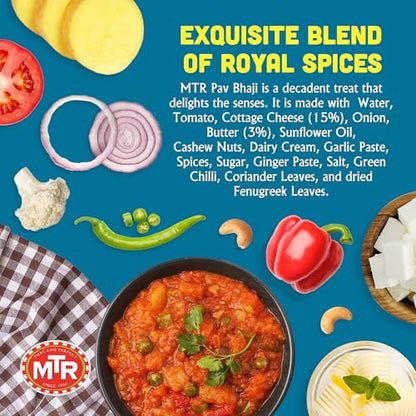 MTR - Shahi Paneer - Mild Tomato Gravy with Cottage Cheese - Authentic Indian Flavors - Flavorful, Easy, Ready-to-Eat Meal - Experience the Richness of Paneer in a Hearty Tomato Curry (Pack of 6)