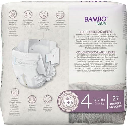Bambo Nature Premium Eco-Friendly Baby Diapers, Size 5 (27-40 Lbs), 150 Count (6 Packs of 25)