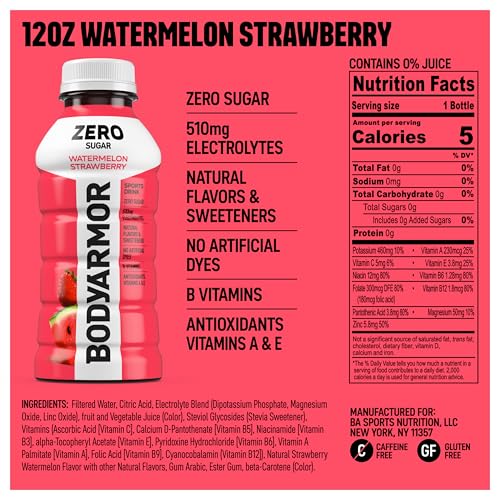BODYARMOR LYTE Sports Drink Low-Calorie Sports Beverage, Peach Mango, Coconut Water Hydration, Natural Flavors With Vitamins, Potassium-Packed Electrolytes, Perfect For Athletes, 12 Fl Oz (Pack of 8)