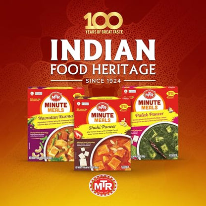 MTR - Shahi Paneer - Mild Tomato Gravy with Cottage Cheese - Authentic Indian Flavors - Flavorful, Easy, Ready-to-Eat Meal - Experience the Richness of Paneer in a Hearty Tomato Curry (Pack of 6)