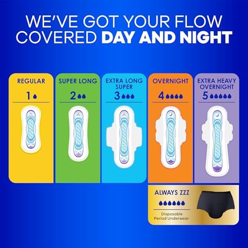 Always Ultra Thin Pads with Wings, Size 2, Long Super, 58 Count