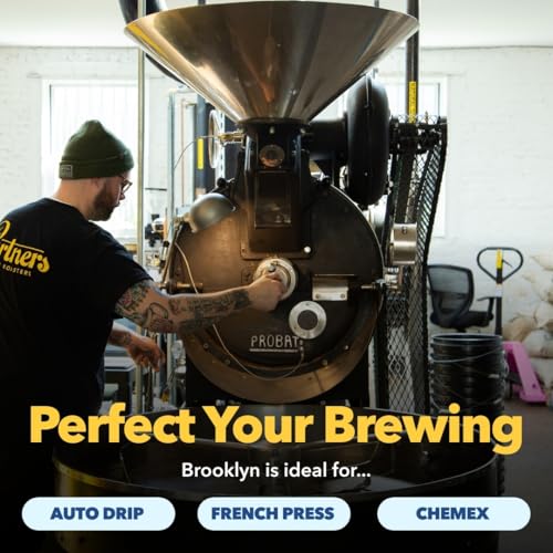 PARTNERS COFFEE ROASTERS - Whole Bean Coffee (Jumpstart - Medium-Light Roast) 12oz - Full Bodied &amp; Packed With Flavor - Jordan Almond, Caramel, Poached Pear - Coffee Beans - Roasted in New York City