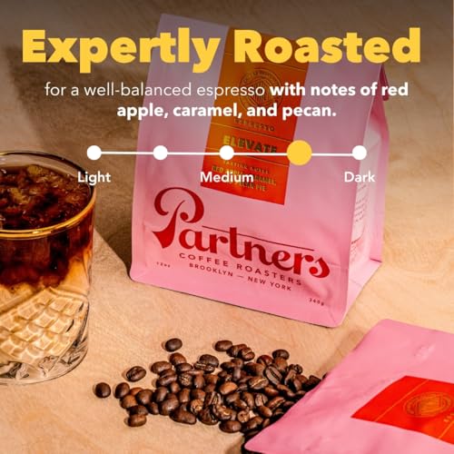 PARTNERS COFFEE ROASTERS - Whole Bean Coffee (Jumpstart - Medium-Light Roast) 12oz - Full Bodied &amp; Packed With Flavor - Jordan Almond, Caramel, Poached Pear - Coffee Beans - Roasted in New York City
