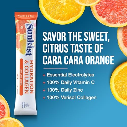 The Frozen Bean Sunkist Collagen Drink Mix - Hydration Strawberry Lemon Electrolyte Drink for Women with Vitamin C, Zinc, Collagen Peptides, Naturally Flavored - 20 Pack