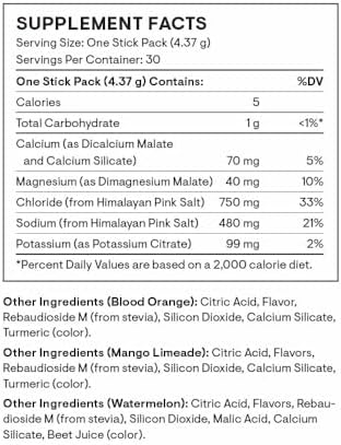 THORNE - Daily Electrolytes - Zero Sugar &amp; Low-Calorie Electrolyte Drink Mix - Naturally Flavored &amp; Sweetened - NSF Certified for Sport - Variety - 30 Stick Packs