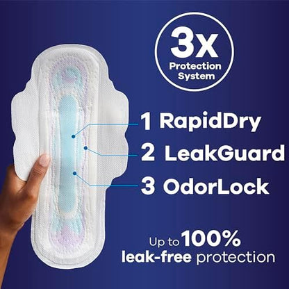 Always Maxi Overnight Pads with Wings for Women, Size 4, Overnight Absorbency, Unscented, 33 Count
