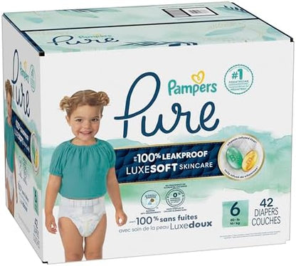Pampers Pure Protection Baby Diapers, Size 1 (8-14 lbs), 82 Count, Up to 100% Leakproof, Premium Plant-based Skin Protection, Hypoallergenic Soft Diapers