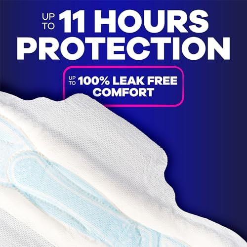 Always Maxi Overnight Pads with Wings for Women, Size 4, Overnight Absorbency, Unscented, 33 Count