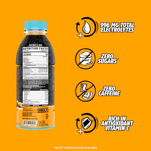 GHOST Hydration Drink, Welch’s Grape - RTD Sports Drink with Electrolytes, Natural Vitamins &amp; Minerals - All Day Lifestyle Hydration Beverage - Zero Caffeine &amp; Zero Sugars - 16.9 Fl Oz, 12 Pack