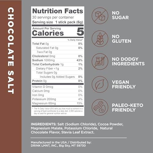 LMNT Zero Sugar Hot Chocolate or Coffee Mixer - Chocolate Salt | Drink Mix | 12-Count