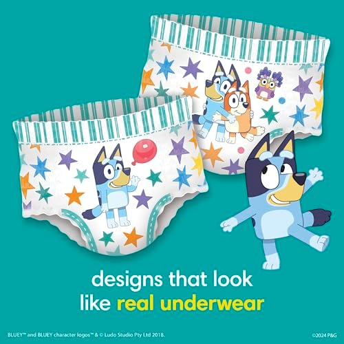 Pampers Training Pants - Easy Ups Boys &amp; Girls Bluey - Size 2T-3T, 140 Count, Children's Potty Underwear (Packaging May Vary)