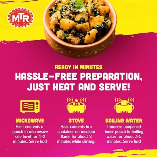 MTR - Shahi Paneer - Mild Tomato Gravy with Cottage Cheese - Authentic Indian Flavors - Flavorful, Easy, Ready-to-Eat Meal - Experience the Richness of Paneer in a Hearty Tomato Curry (Pack of 6)
