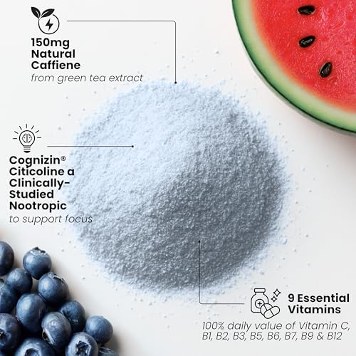 Karma Energy Drink – 12 Pack, Blueberry Watermelon Caffeinated Water with Cognizin® Nootropics, Vitamins &amp; Immune Support, Low Calorie