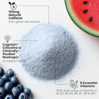 Karma Energy Drink – 12 Pack, Blueberry Watermelon Caffeinated Water with Cognizin® Nootropics, Vitamins &amp; Immune Support, Low Calorie